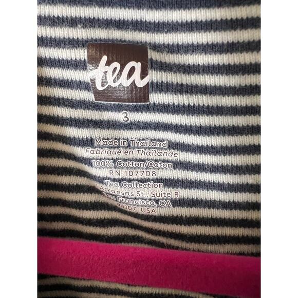 Girl's Tea Black White Stripe Long Sleeve Sz 3 - Picture 3 of 3